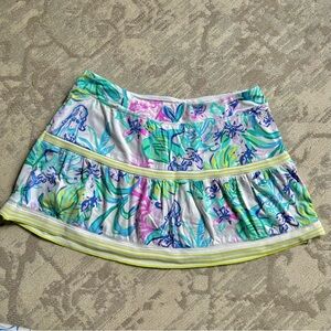 Lilly Pulitzer Luxletic Skort Medium Green/Pink Pockets Tennis